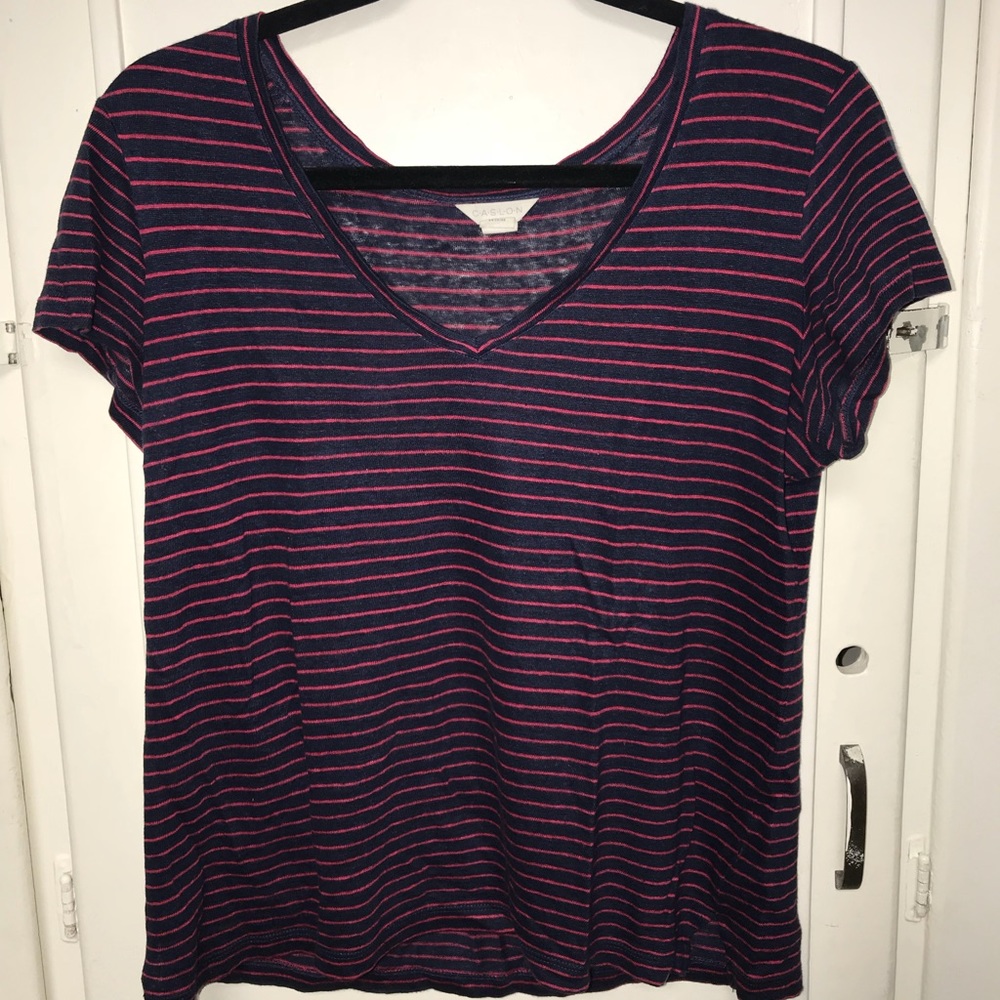 Striped V-neck
